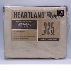 Heartland Homegrown Cotton Twin XL Fitted Sheet 325 Thread Count Percale Weave